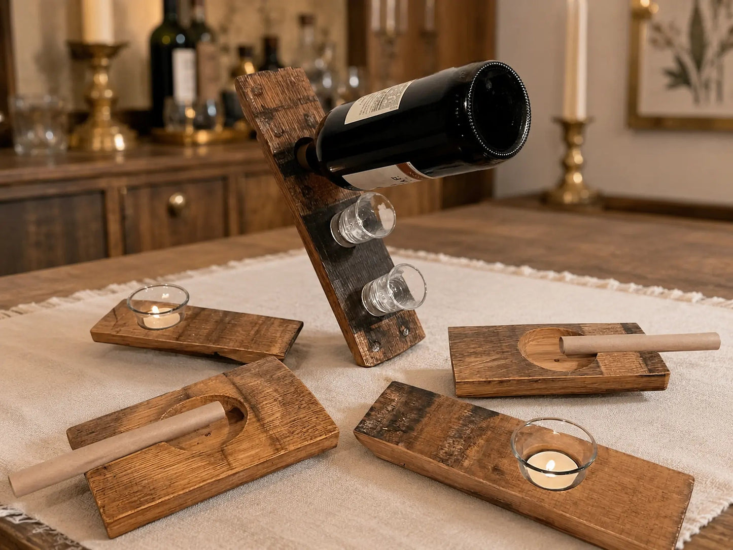 Whiskey & Wine Barrel Aficionado Gift Pack — Reclaimed Stave Accessory Set