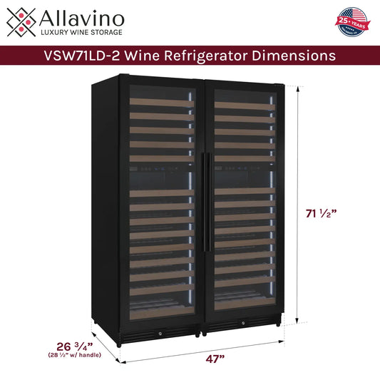 Allavino Reserva Series 344 Bottle Four Zone Built-In Side-by-Side Wine Refrigerators with Black Metal Doors