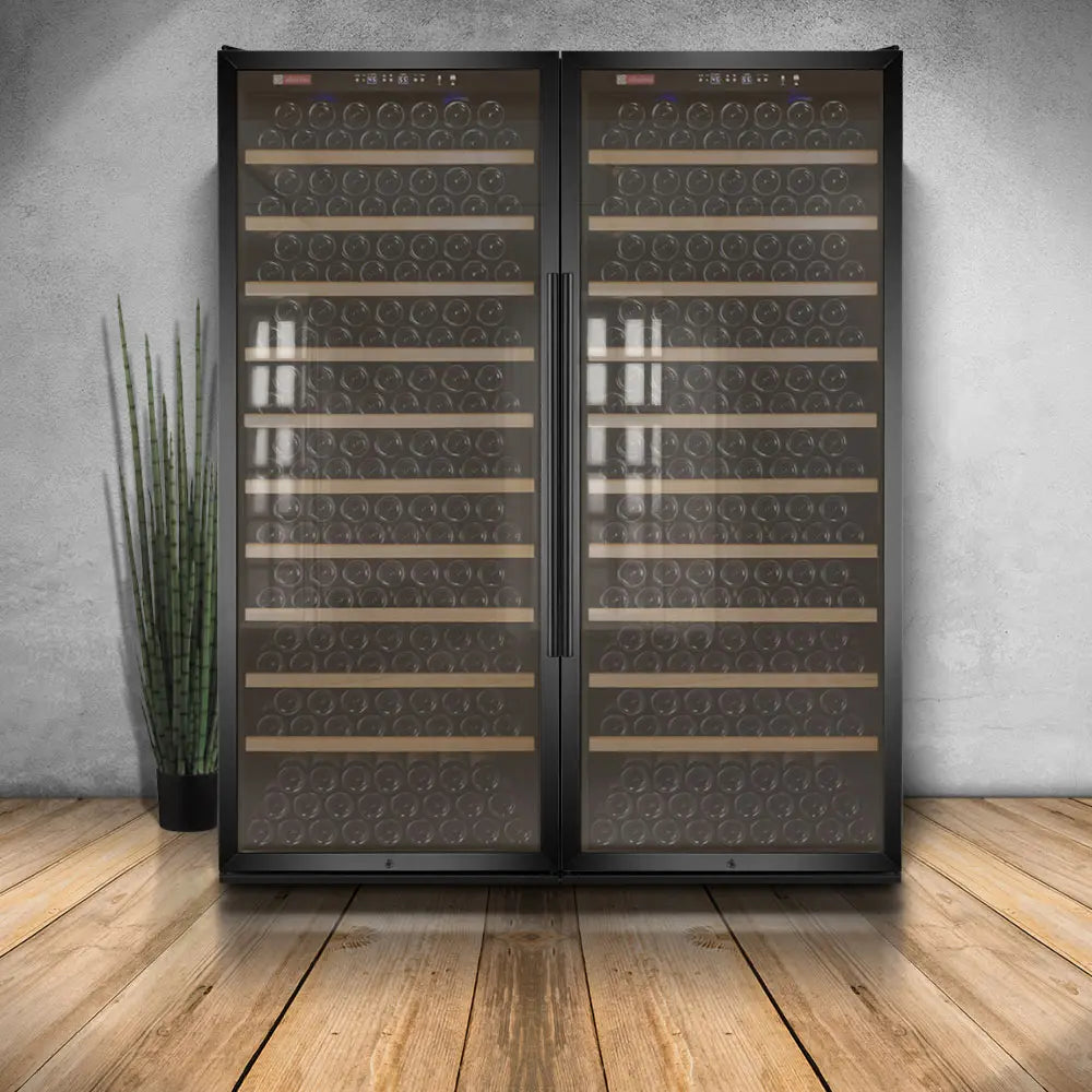 Allavino Vite II 610 Bottle Dual Zone Tall Side-by-Side Wine Refrigerators with Black Frame Glass Doors