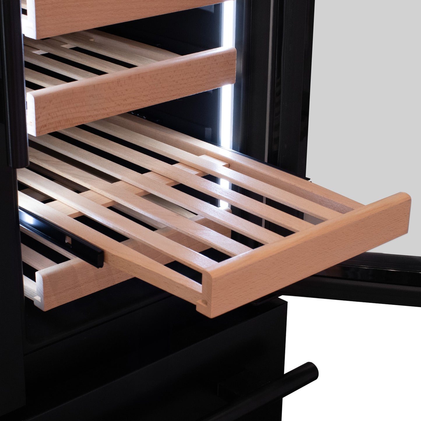 Allavino 100 Bottle Black French Doors Dual Zone Wine Refrigerator with Two Refrigerated Drawers