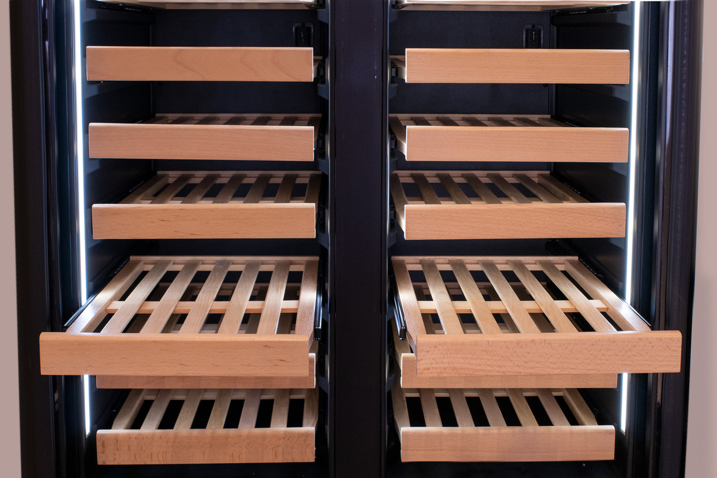 Allavino 100 Bottle Black French Doors Dual Zone Wine Refrigerator with Two Refrigerated Drawers