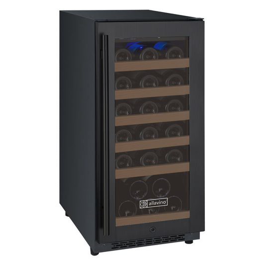 Allavino 15-Inch Wide FlexCount II Tru-Vino 30 Bottle Single Zone Black Wine Refrigerator