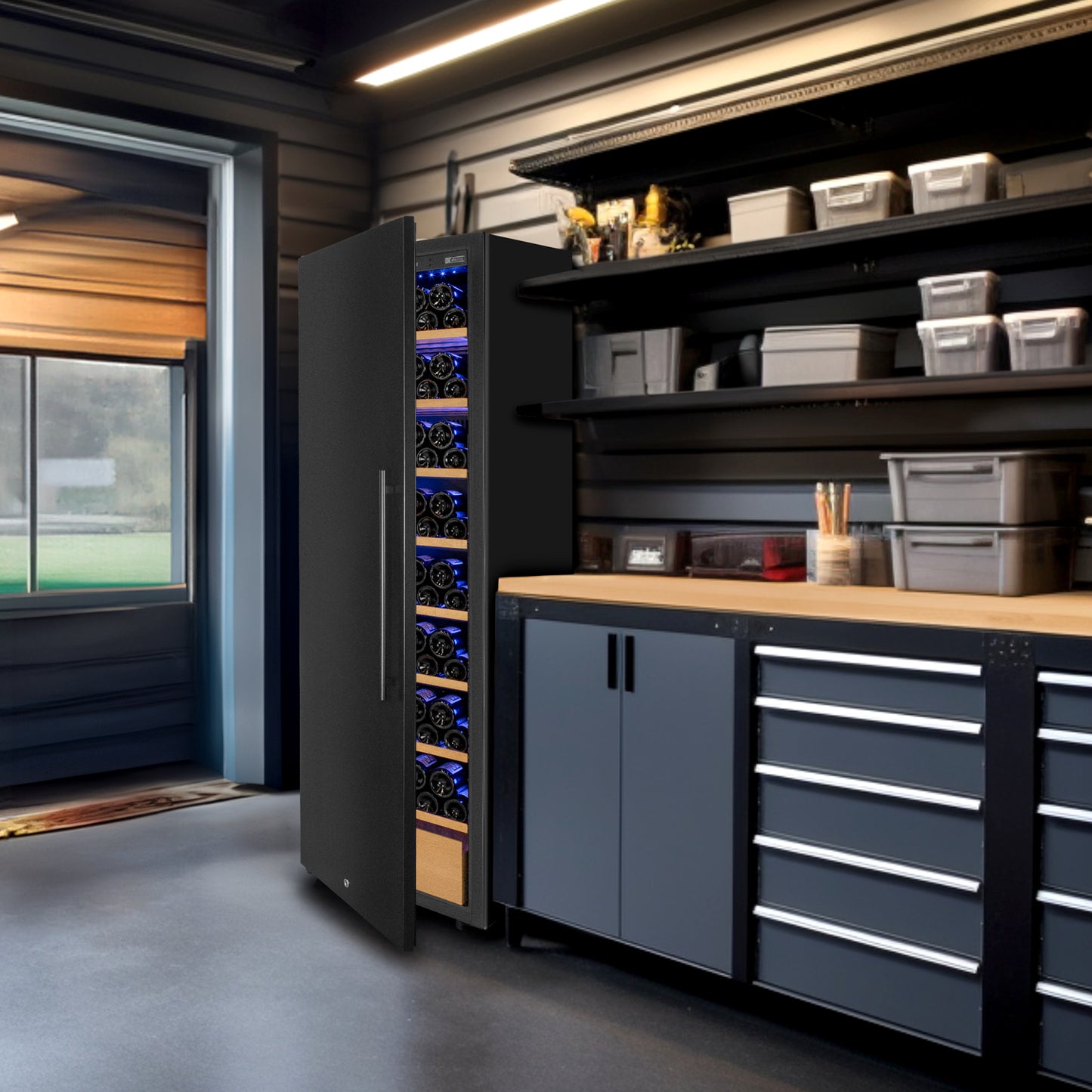 Allavino 185 Bottle Single Zone Wine Vault with Solid Black Left Hinge Door