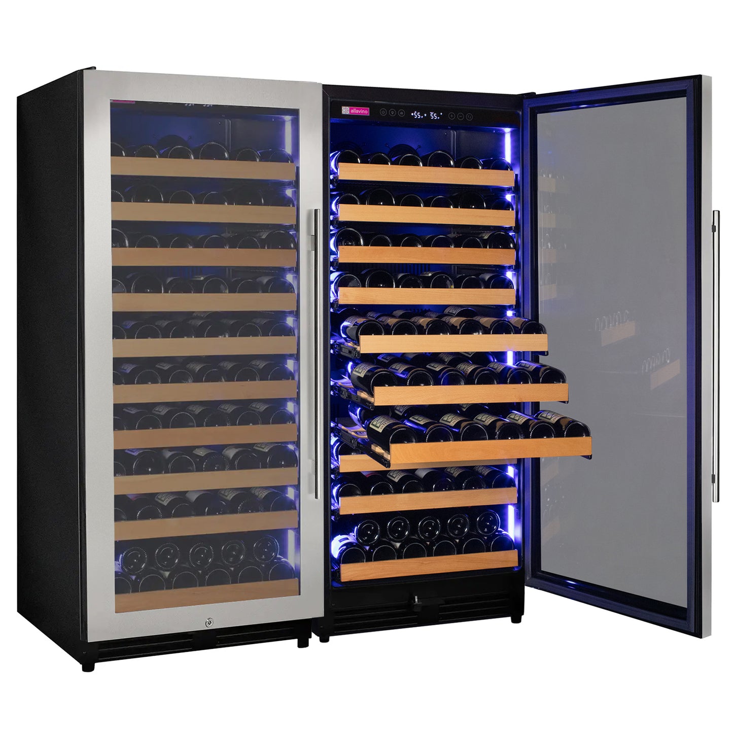 Allavino 238 Bottle 55-Inch Tall Dual Zone Side-by-Side Stainless Steel Wine Refrigerator