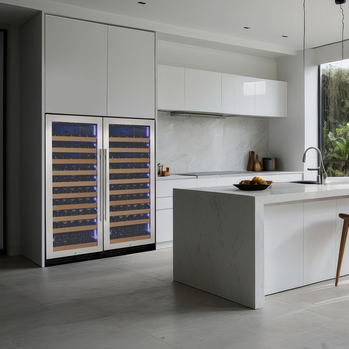 Allavino 238 Bottle 55-Inch Tall Dual Zone Side-by-Side Stainless Steel Wine Refrigerator
