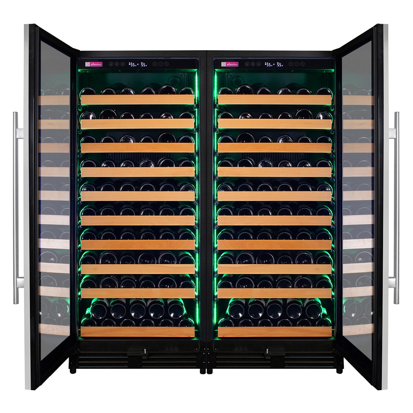 Allavino 238 Bottle 55-Inch Tall Dual Zone Side-by-Side Stainless Steel Wine Refrigerator