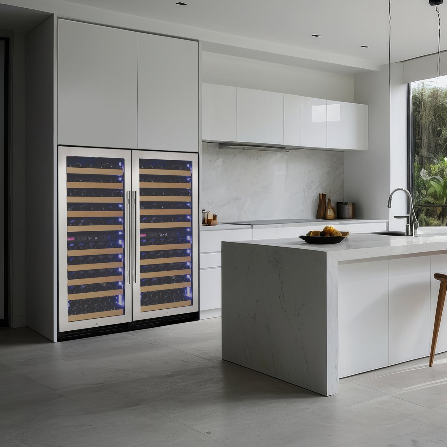 Allavino 238 Bottle 55-Inch Tall Four Zone Side-by-Side Stainless Steel Wine Refrigerator