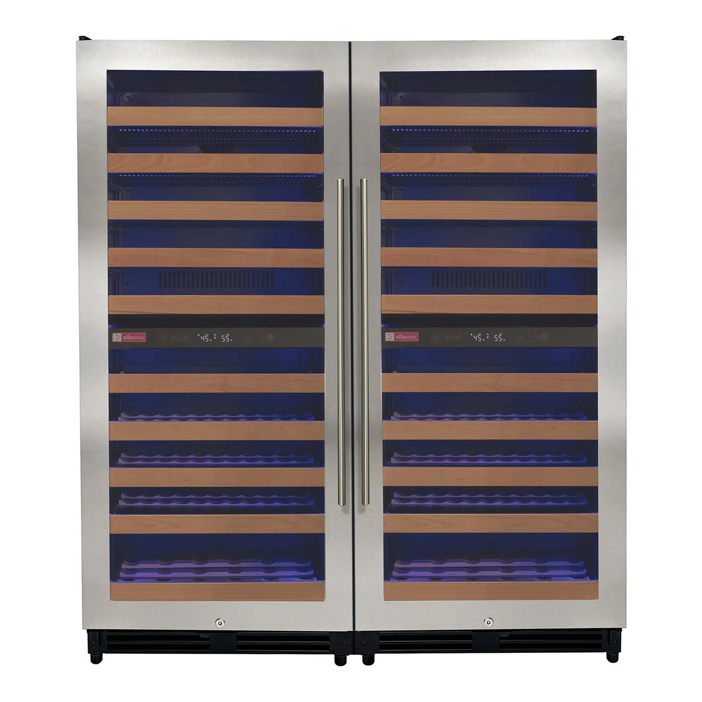 Allavino 238 Bottle 55-Inch Tall Four Zone Side-by-Side Stainless Steel Wine Refrigerator
