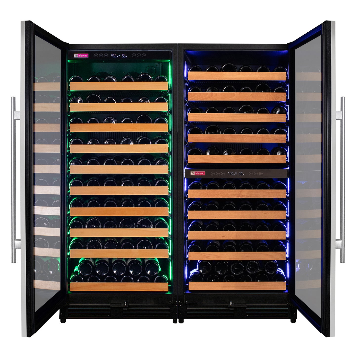 Allavino 238 Bottle 55-Inch Tall Three Zone Side-by-Side Stainless Steel Wine Refrigerator