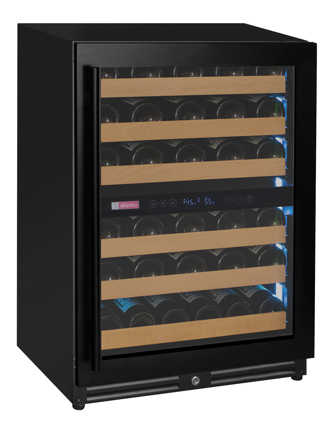Allavino Reserva Series - 56 Bottle Dual Zone Built-in Luxury Wine Refrigerator with Black Door - Right Hinge