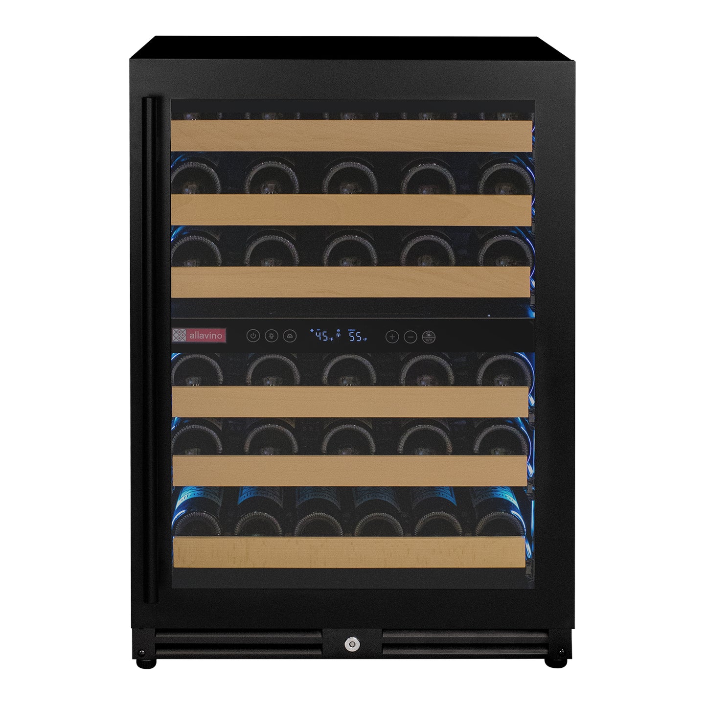 Allavino Reserva Series - 56 Bottle Dual Zone Built-in Luxury Wine Refrigerator with Black Door - Right Hinge