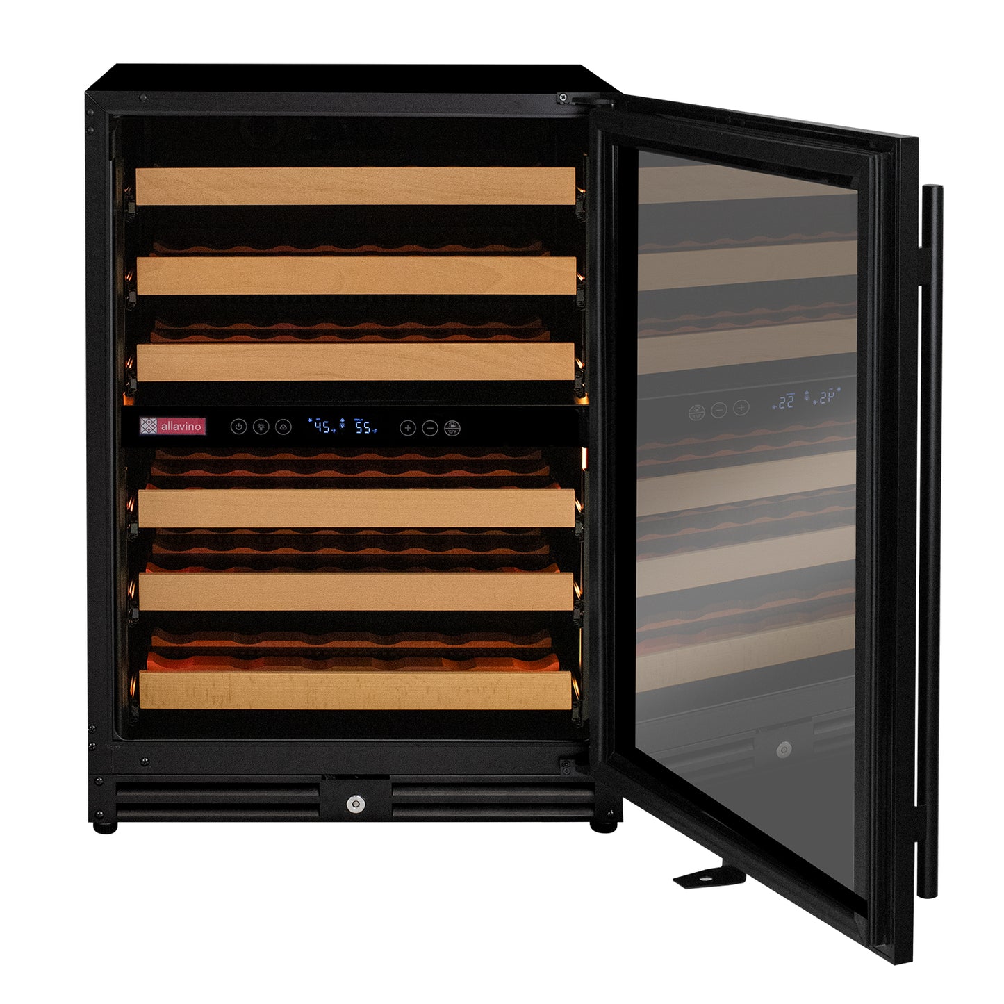 Allavino Reserva Series - 56 Bottle Dual Zone Built-in Luxury Wine Refrigerator with Black Door - Right Hinge