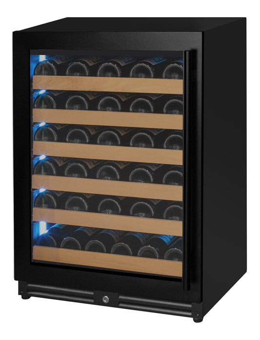 Allavino Reserva Series - 56 Bottle Single Zone Built-in Luxury Wine Refrigerator with Black Door - Left Hinge