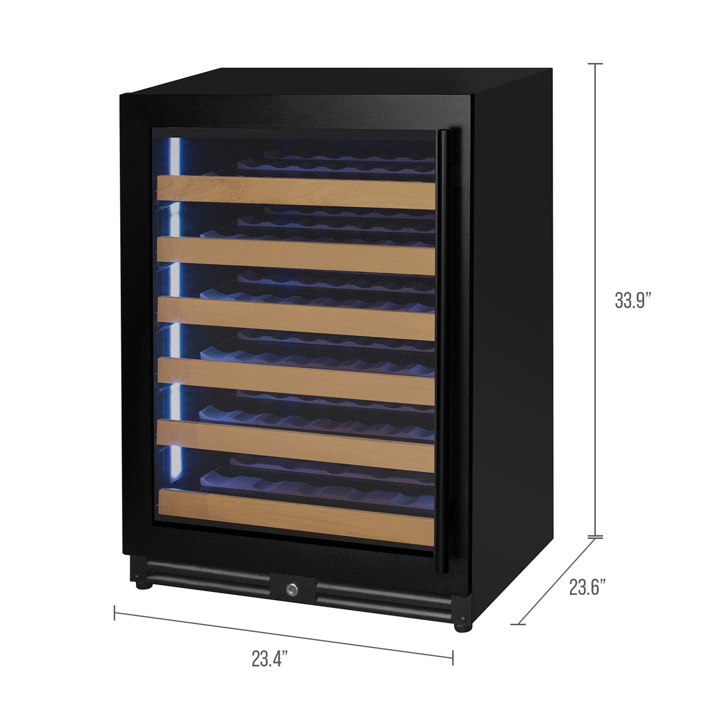 Allavino Reserva Series - 56 Bottle Single Zone Built-in Luxury Wine Refrigerator with Black Door - Left Hinge