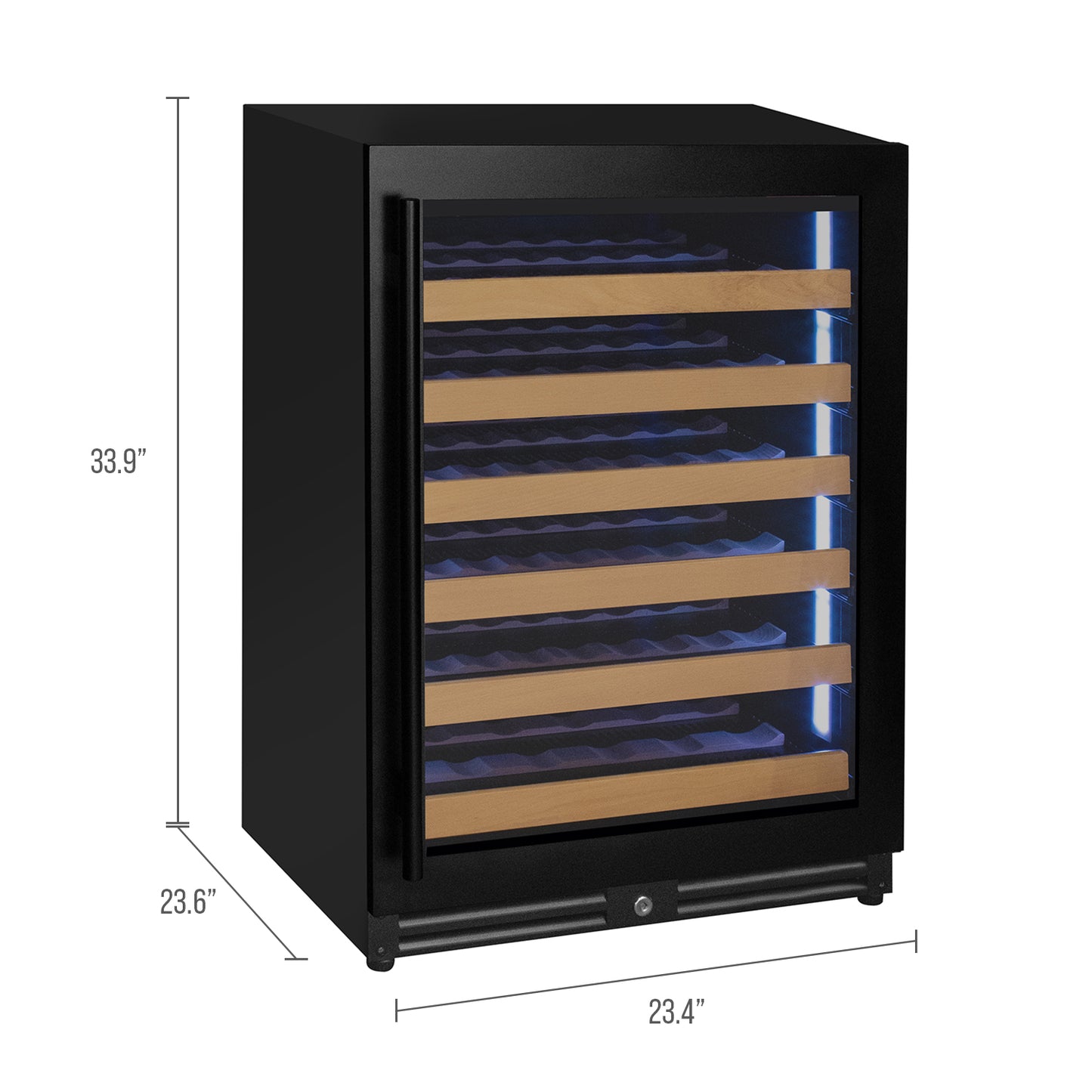 Allavino Reserva Series - 56 Bottle Single Zone Built-in Luxury Wine Refrigerator with Black Door - Right Hinge
