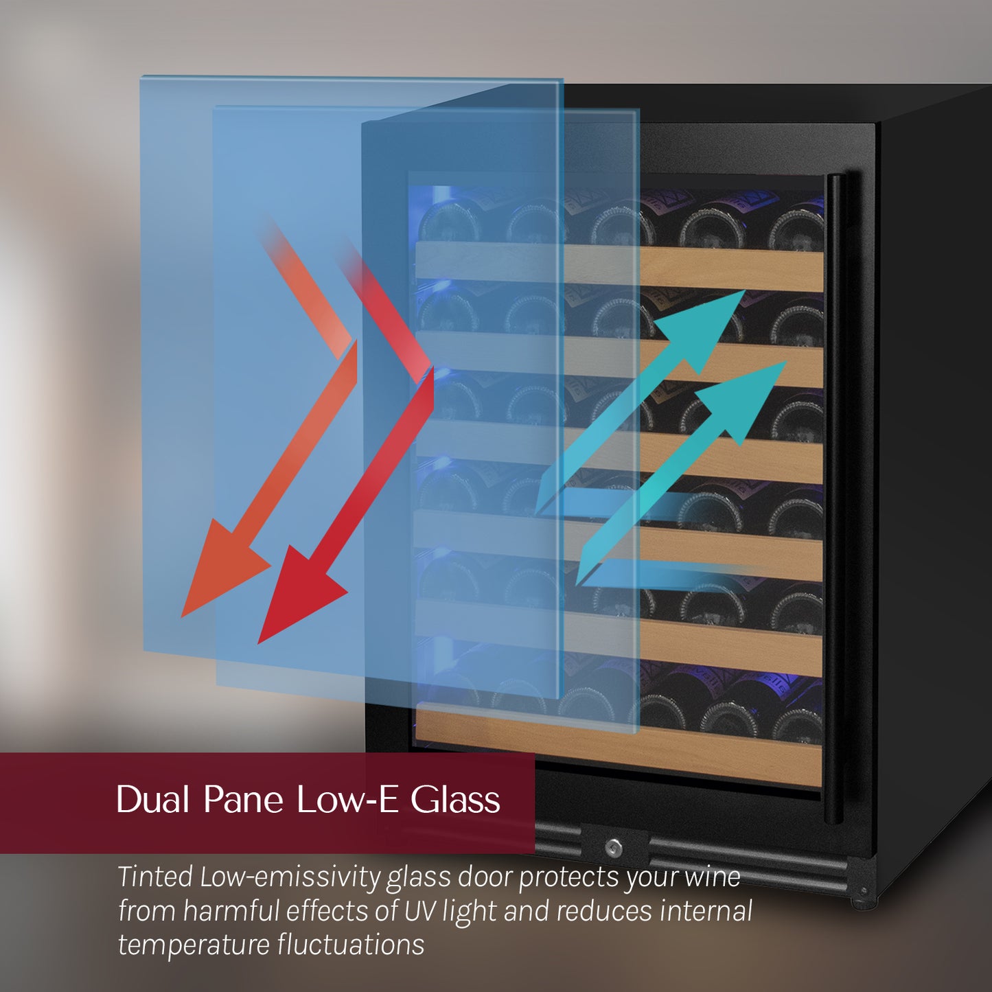 Allavino Reserva Series - 56 Bottle Single Zone Built-in Luxury Wine Refrigerator with Black Door - Right Hinge