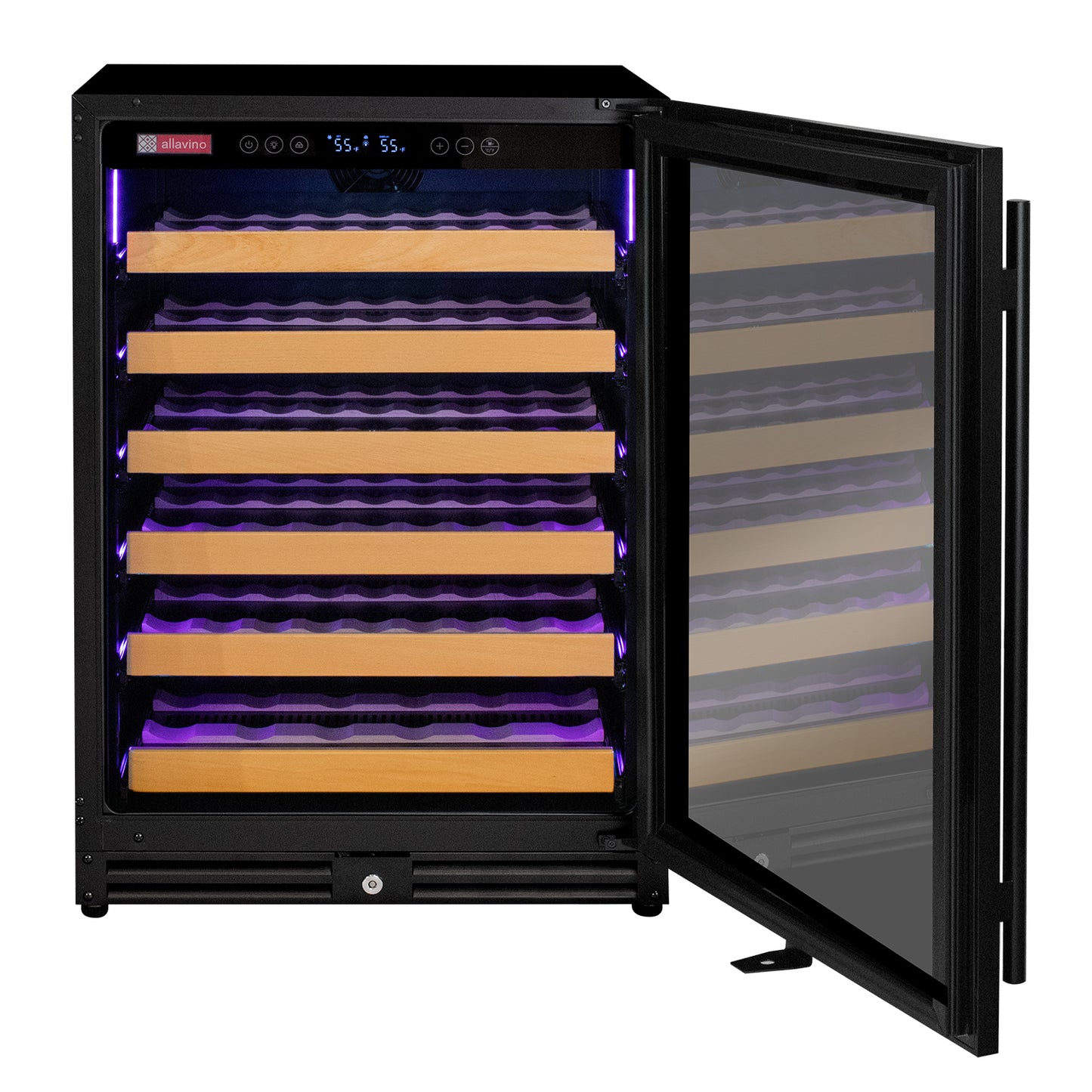 Allavino Reserva Series - 56 Bottle Single Zone Built-in Luxury Wine Refrigerator with Black Door - Right Hinge