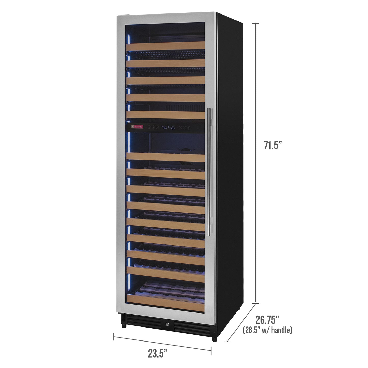 Allavino Reserva Series 172 Bottle Dual Zone Built-in Wine Refrigerator with Stainless Steel Door - Left Hinge