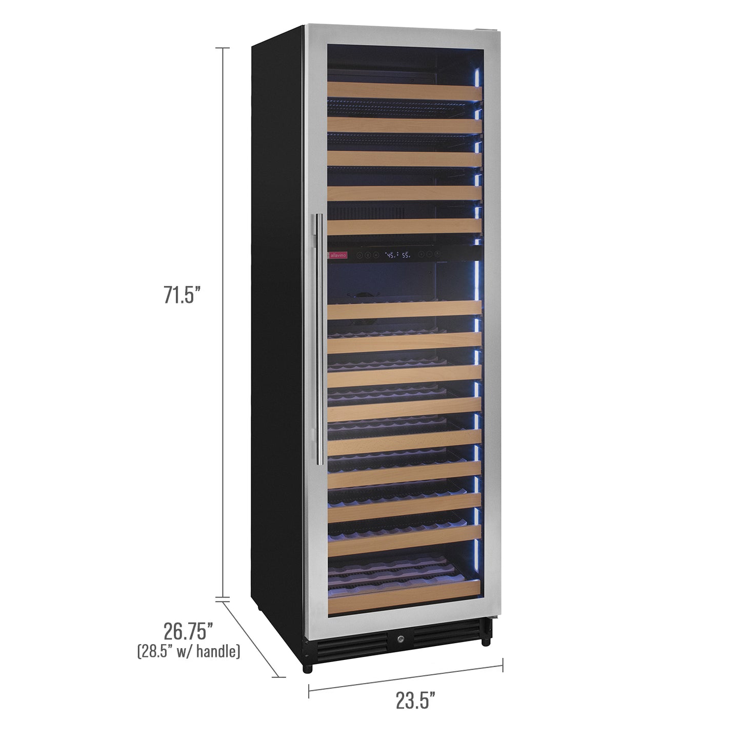 Allavino Reserva Series 172 Bottle Dual Zone Built-in Wine Refrigerator with Stainless Steel Door - Right Hinge