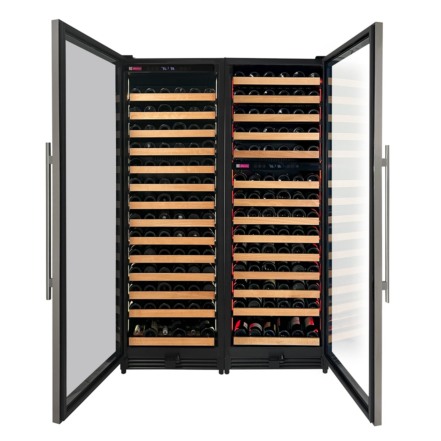 Allavino Reserva Series 317 Bottle 71-Inch Tall Three Zone Stainless Steel Side-by-Side Wine Refrigerator