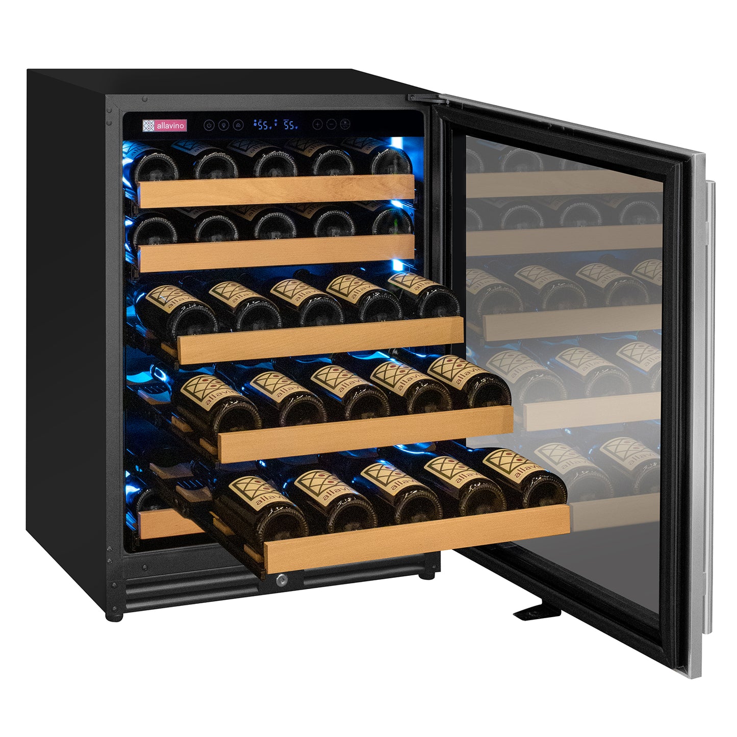 Allavino Reserva Series 51 Bottle Single Zone Built-in Luxury Wine Refrigerator with Stainless Steel Door - Right Hinge
