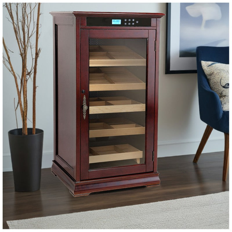 Prestige Import Group 4 Storage Shelf Electric Climate/Humidity Controlled Cabinet (Dark Cherry)
