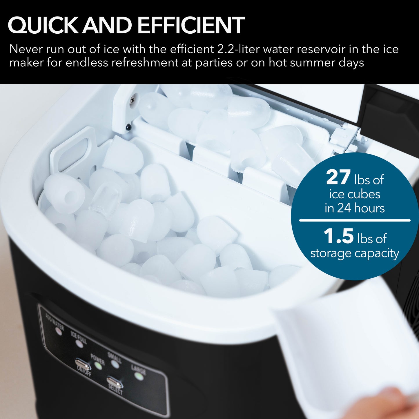 Whynter IMC-270MB Compact Portable Ice Maker 27 lb capacity - Metallic Black
