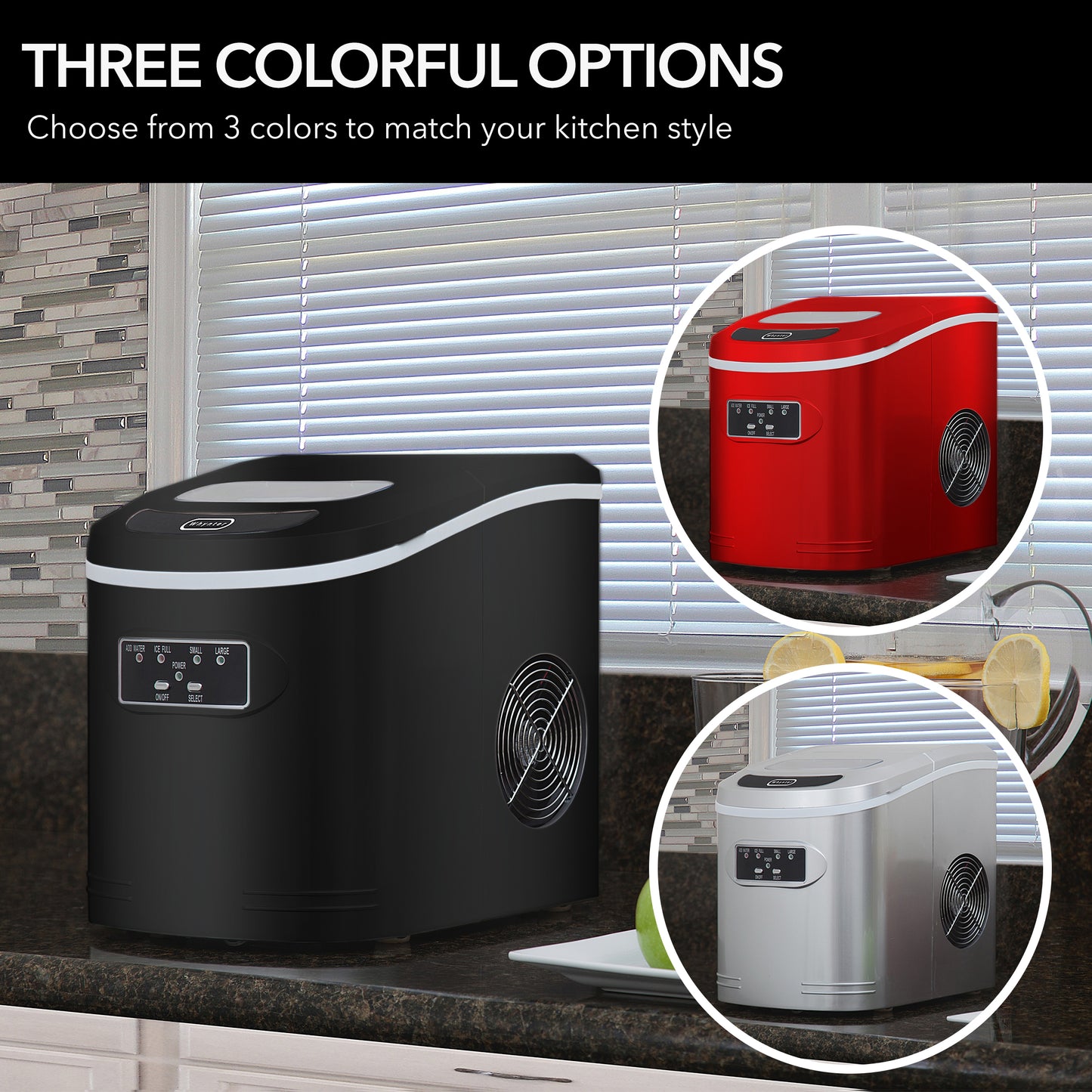 Whynter IMC-270MB Compact Portable Ice Maker 27 lb capacity - Metallic Black
