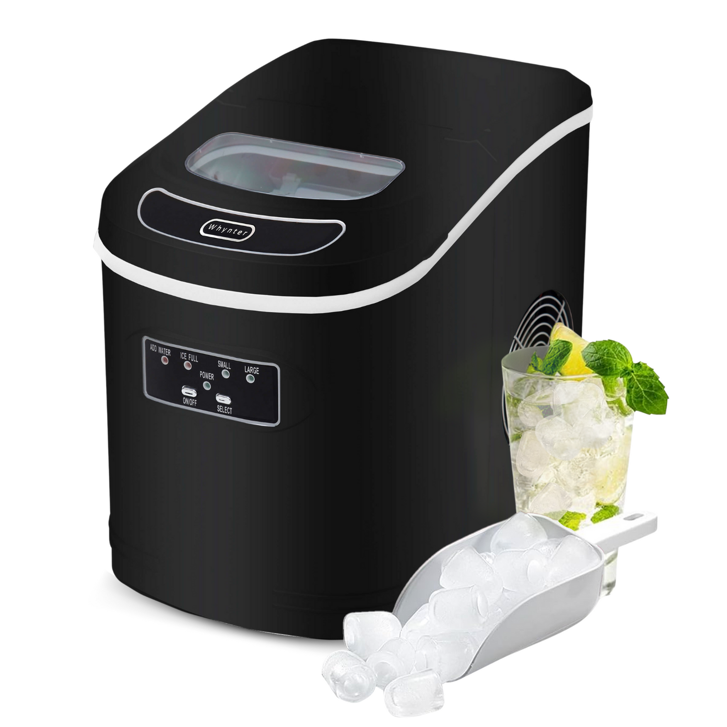 Whynter IMC-270MB Compact Portable Ice Maker 27 lb capacity - Metallic Black