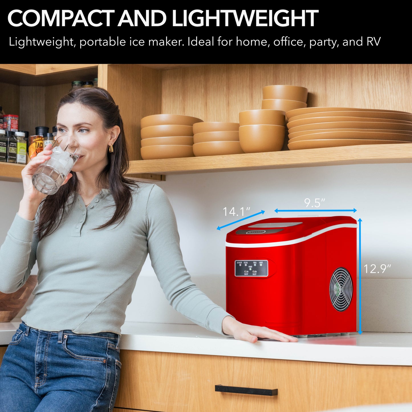 Whynter IMC-270MR Compact Portable Ice Maker 27 lb capacity – Metallic Red