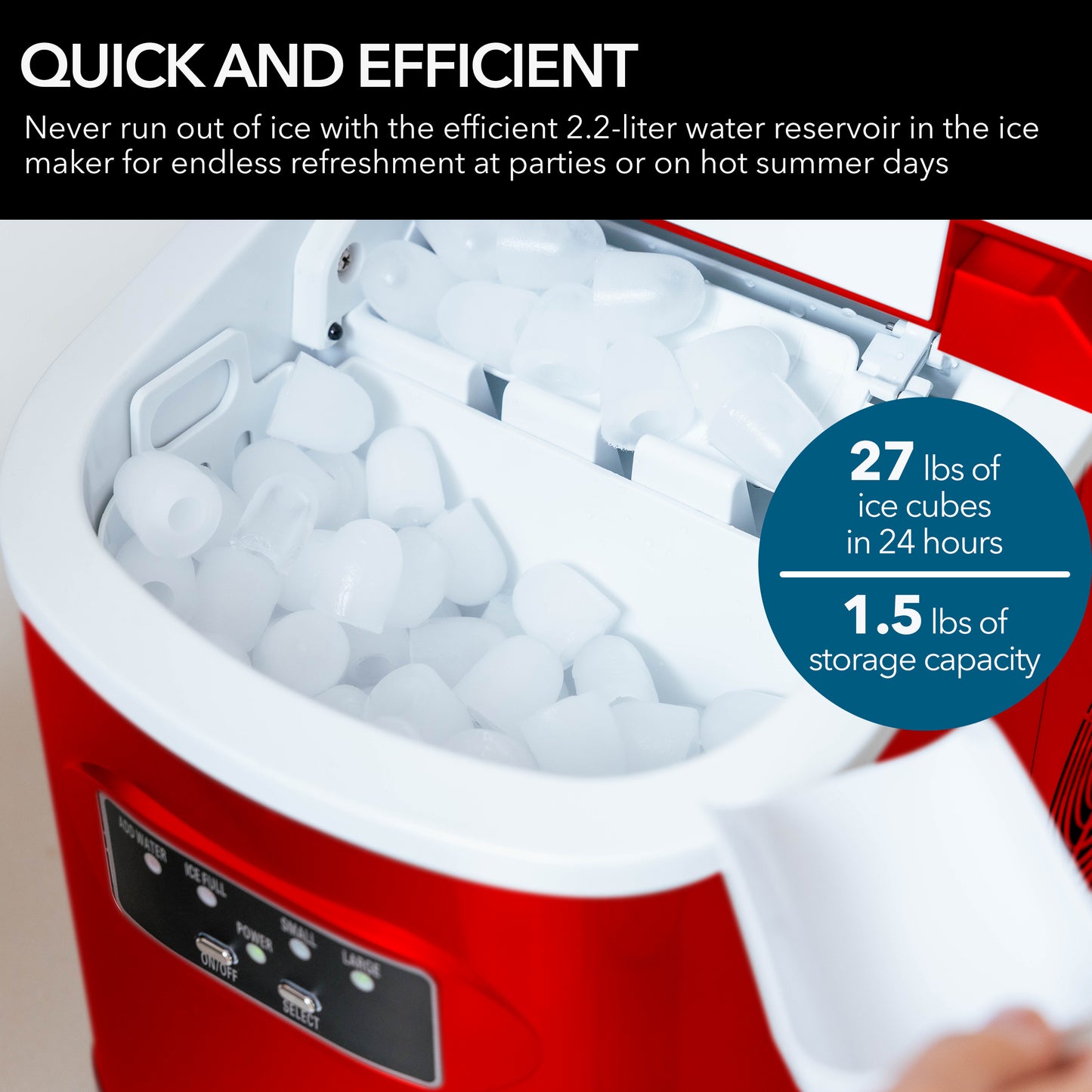 Whynter IMC-270MR Compact Portable Ice Maker 27 lb capacity – Metallic Red