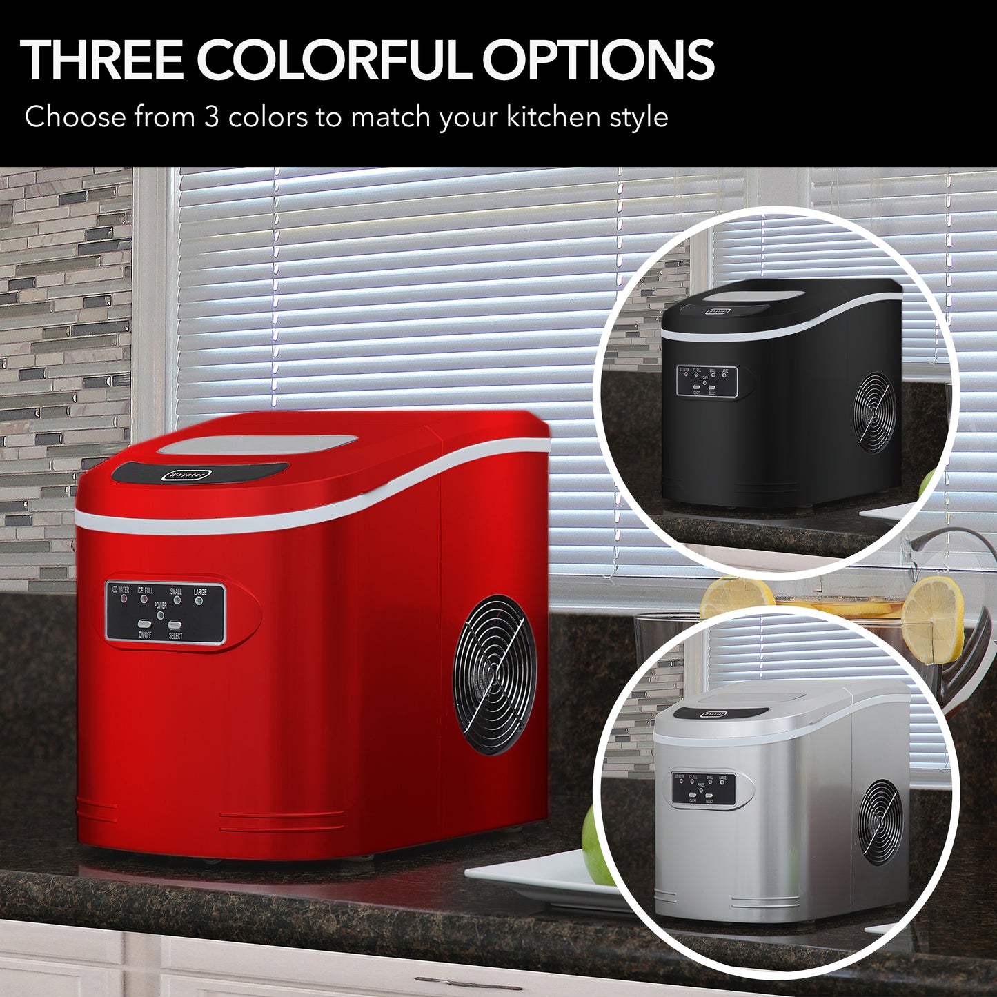 Whynter IMC-270MR Compact Portable Ice Maker 27 lb capacity – Metallic Red