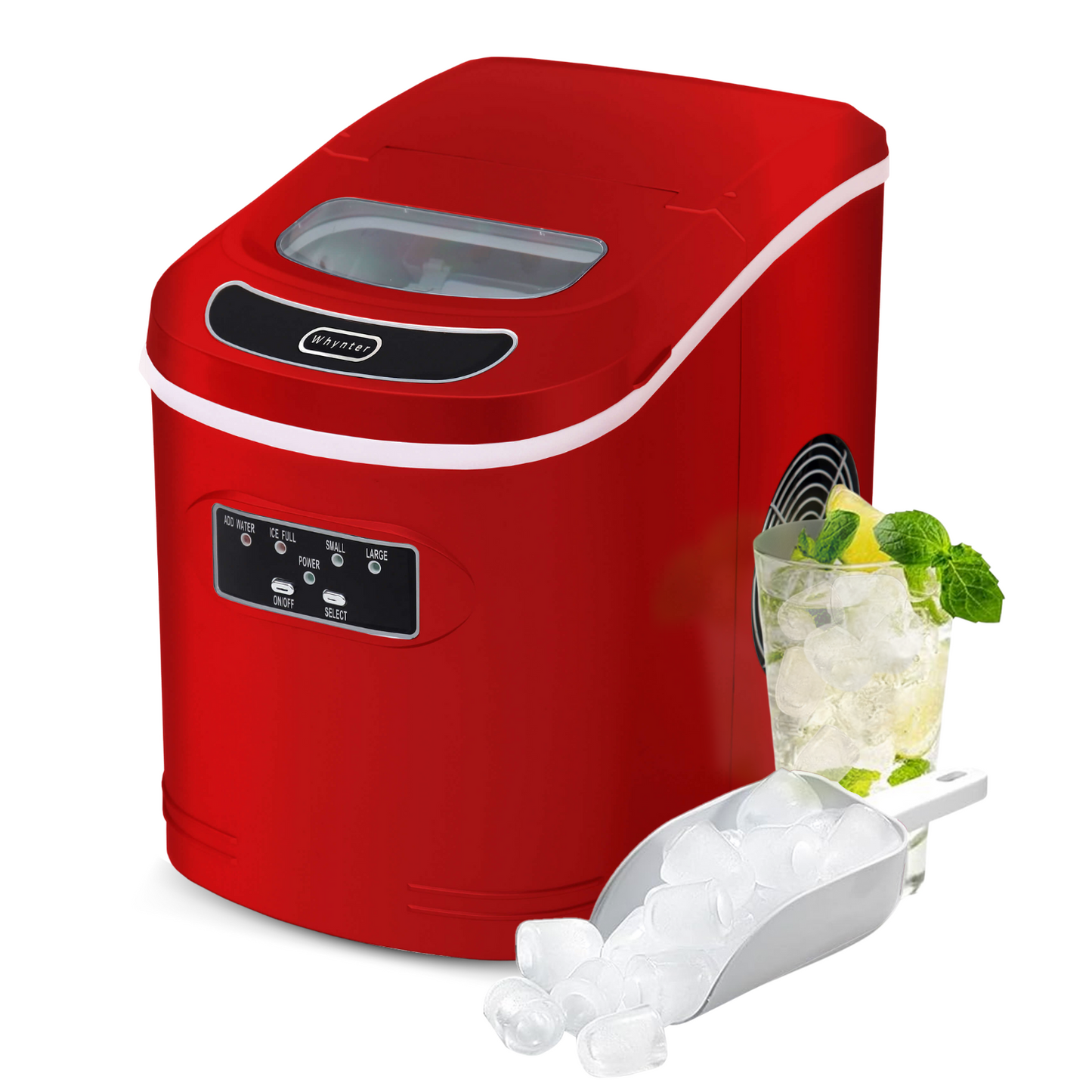Whynter IMC-270MR Compact Portable Ice Maker 27 lb capacity – Metallic Red