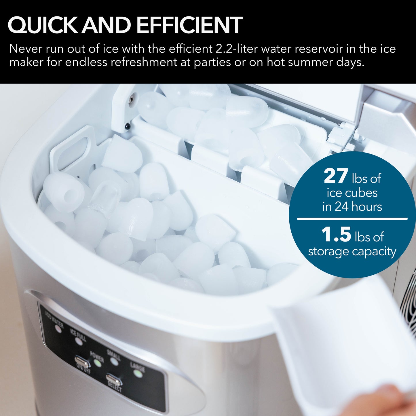 Whynter IMC-270MS Compact Portable Ice Maker 27 lb capacity - Metallic Silver