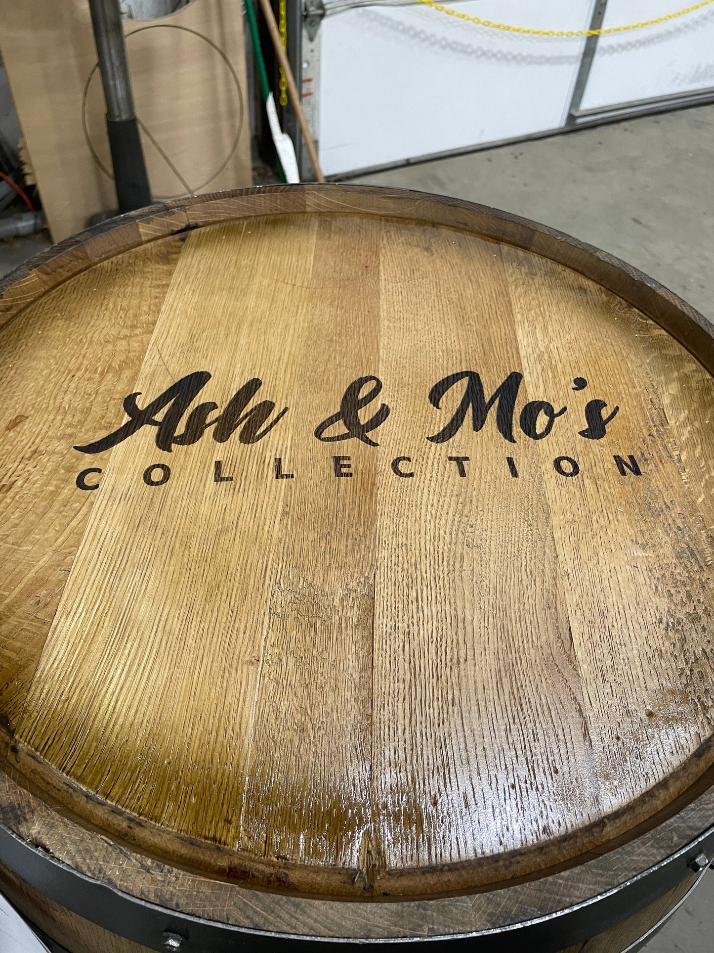 Whiskey Barrel Cabinet with Lock & LED Shelves