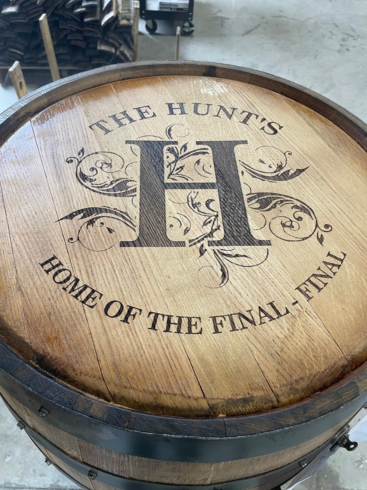Whiskey Barrel Cabinet with Lock & LED Shelves