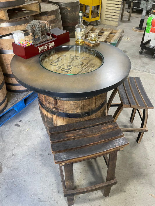 Custom Bourbon Whiskey Barrel Bistro Table