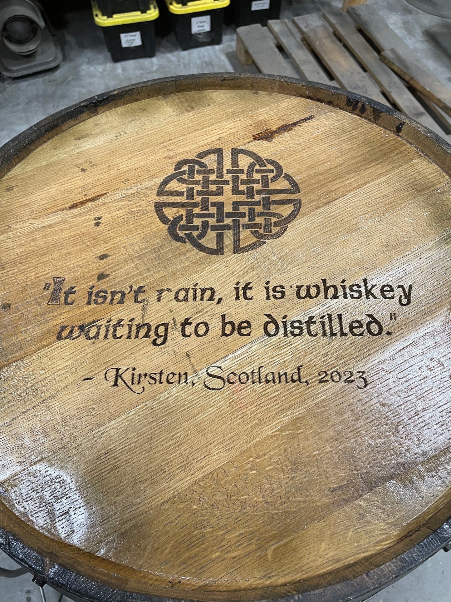 Whiskey Barrel Cabinet with Lock & LED Shelves