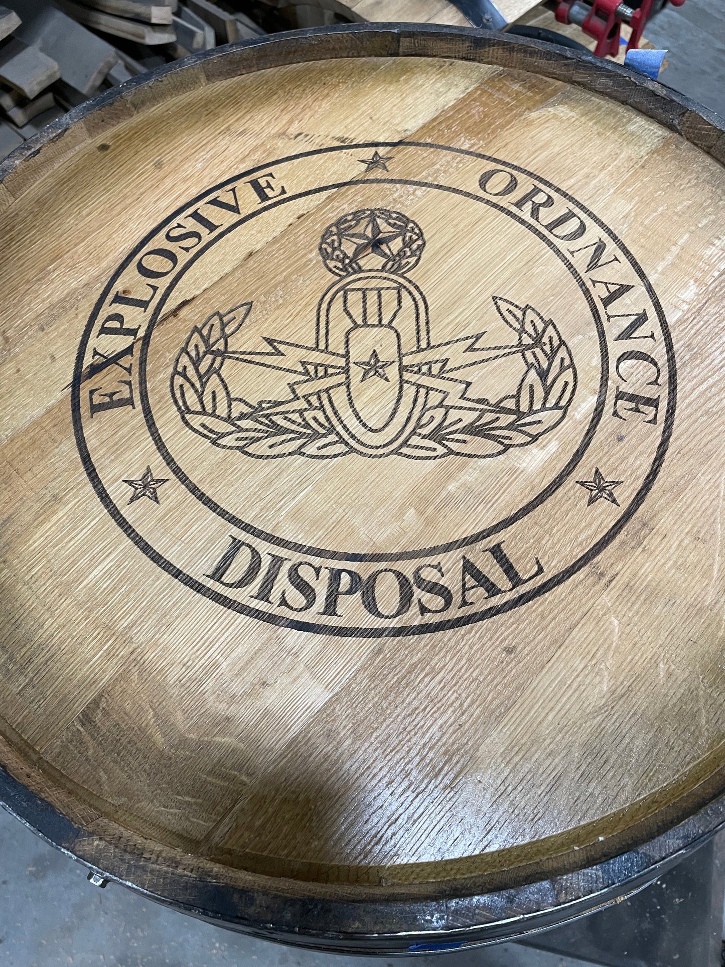 Whiskey Barrel Cabinet with Lock & LED Shelves