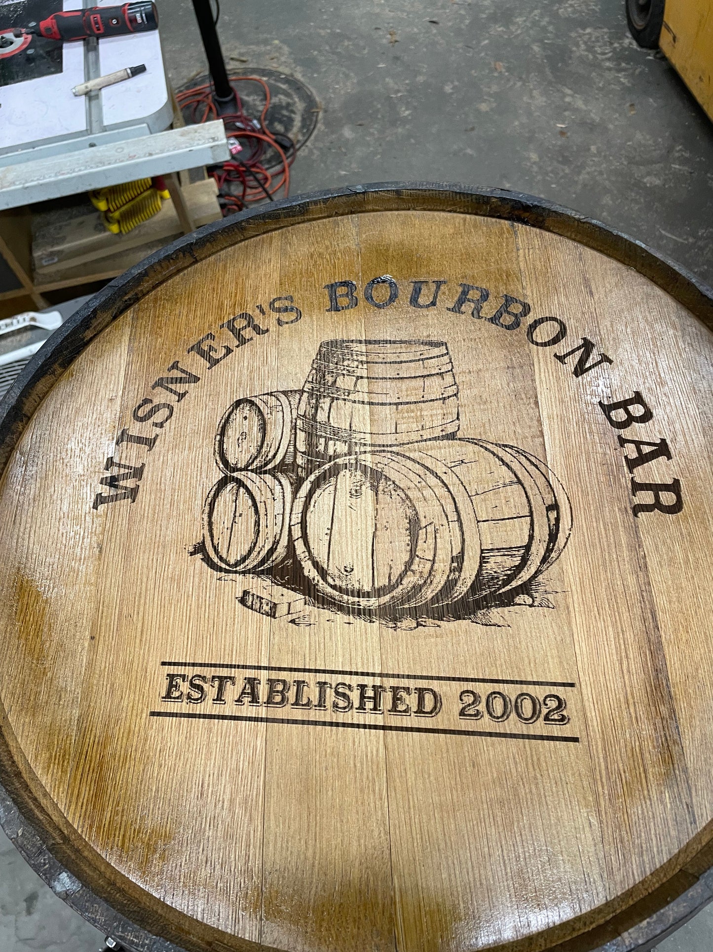 Whiskey Barrel Cabinet with Lock & LED Shelves