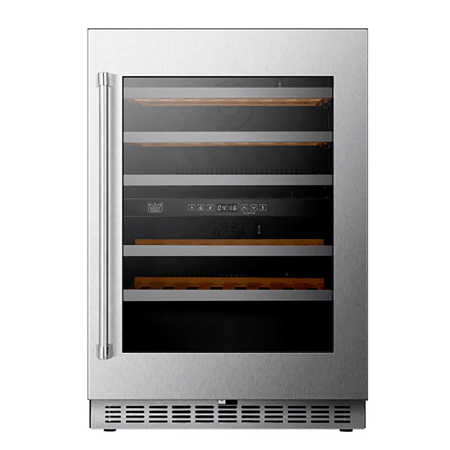 KUCHT 24 Inch Dual Zone 52-Wine Bottles Wine Cooler in Stainless Steel
