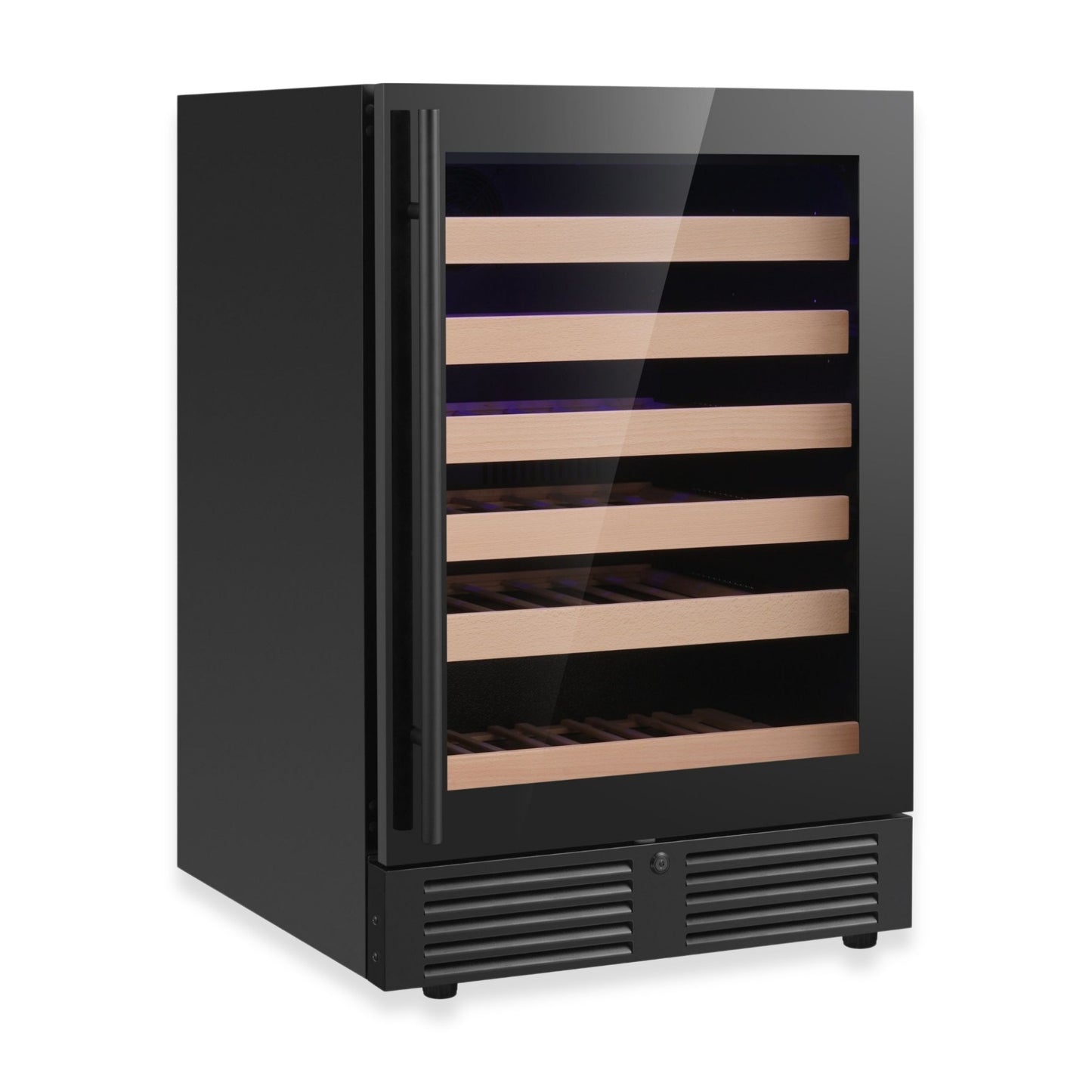 KingsBottle 24-Inch Under-Counter Single Zone Wine Cooler with Low-E Glass Door With Stainless Steel Trim Right Hand Hinge