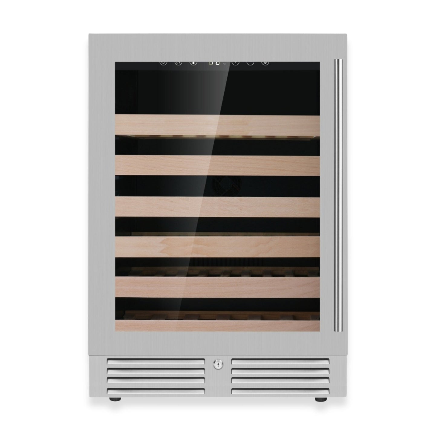 KingsBottle 24-Inch Under-Counter Single Zone Wine Cooler with Low-E Glass Door With Stainless Steel Trim Right Hand Hinge