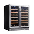 KingsBottle 30" Dual Zone Wine Cooler – 66 Bottle Built-In Fridge