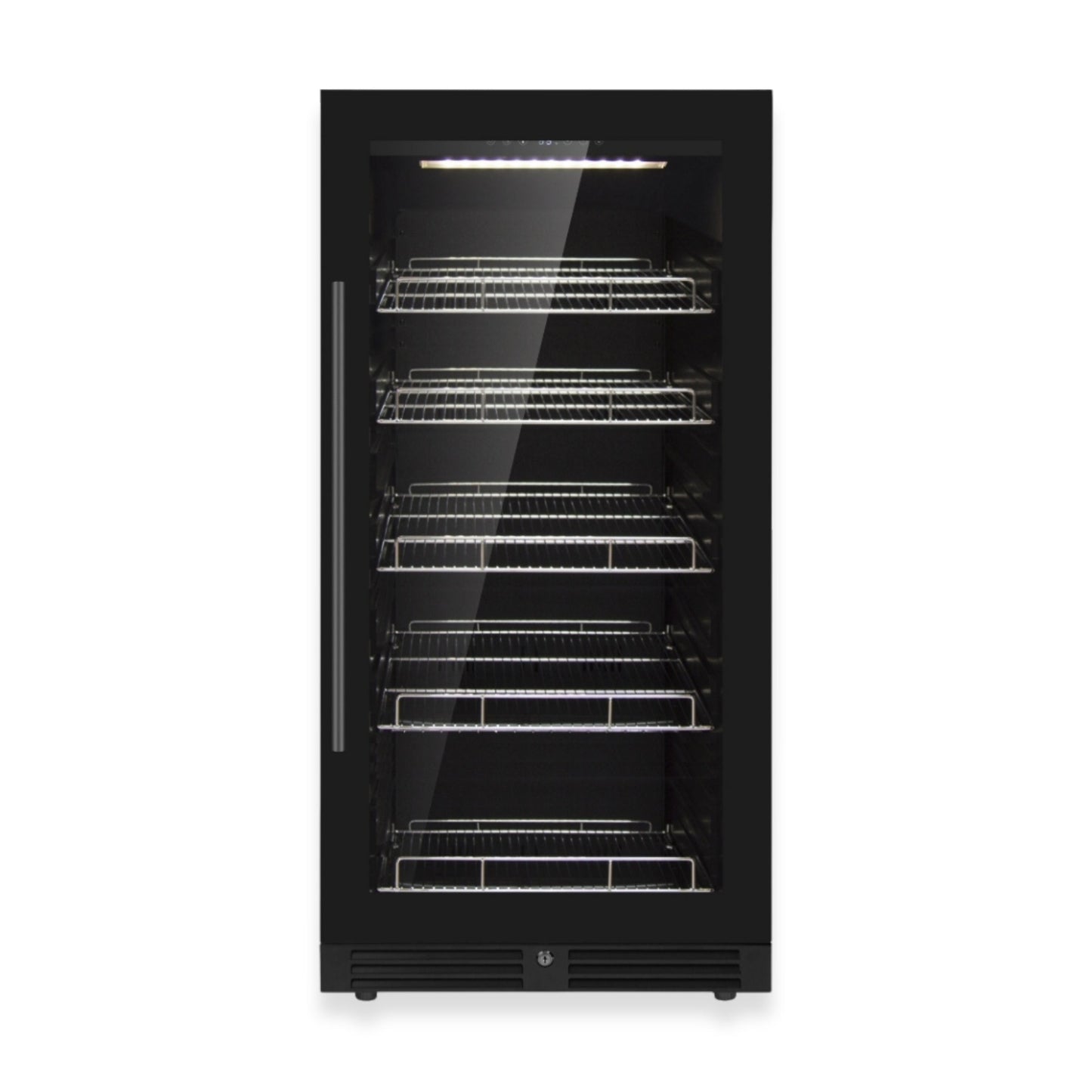 KingsBottle 389 Cans Capacity Upright Beverage Refrigerator With Low-E Stainless Steel Glass Door Left Hand Hinge