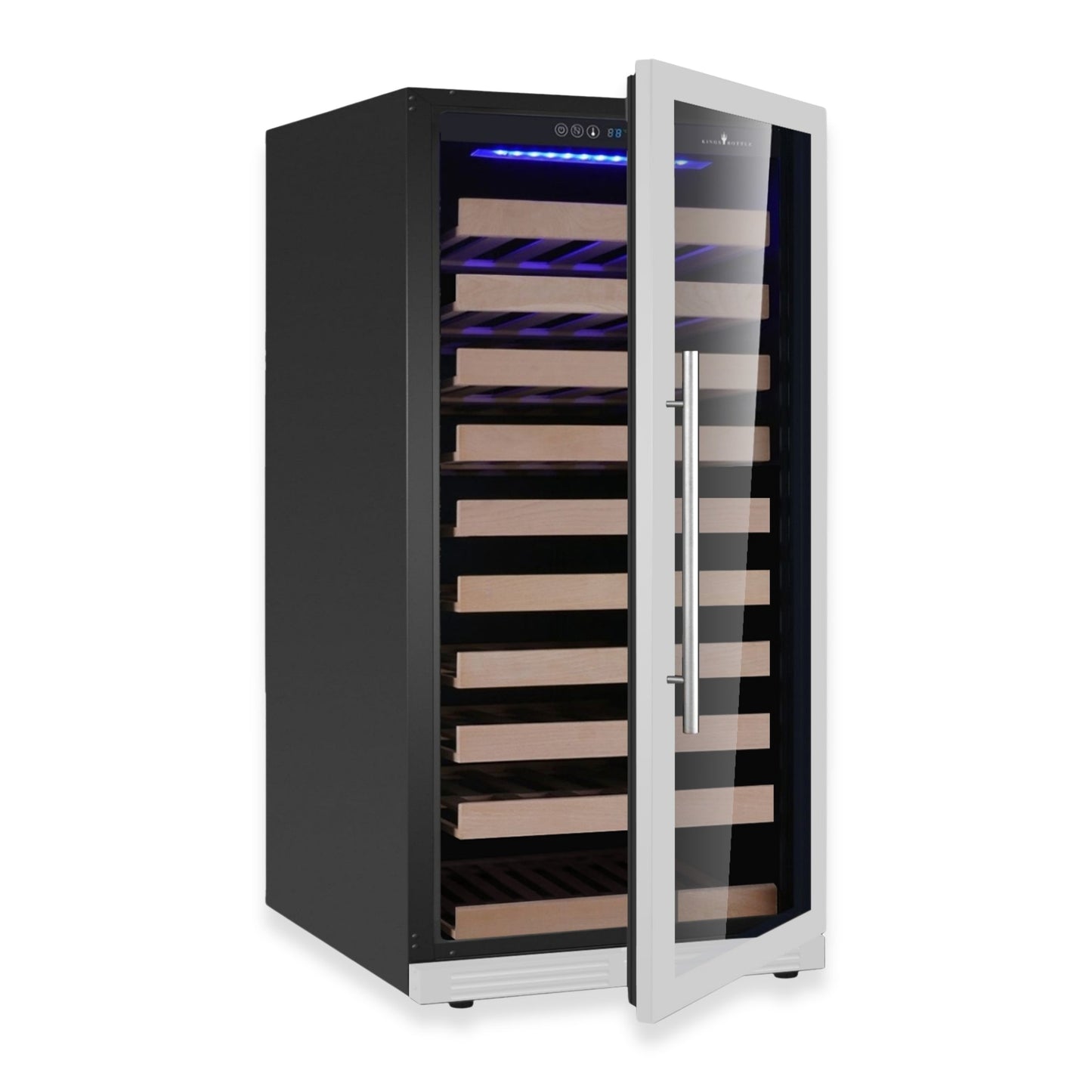 KingsBottle 47-Inch Height Single Zone Wine Cooler with Low-E Glass Door With Stainless Steel Trim Right Hand Hinge