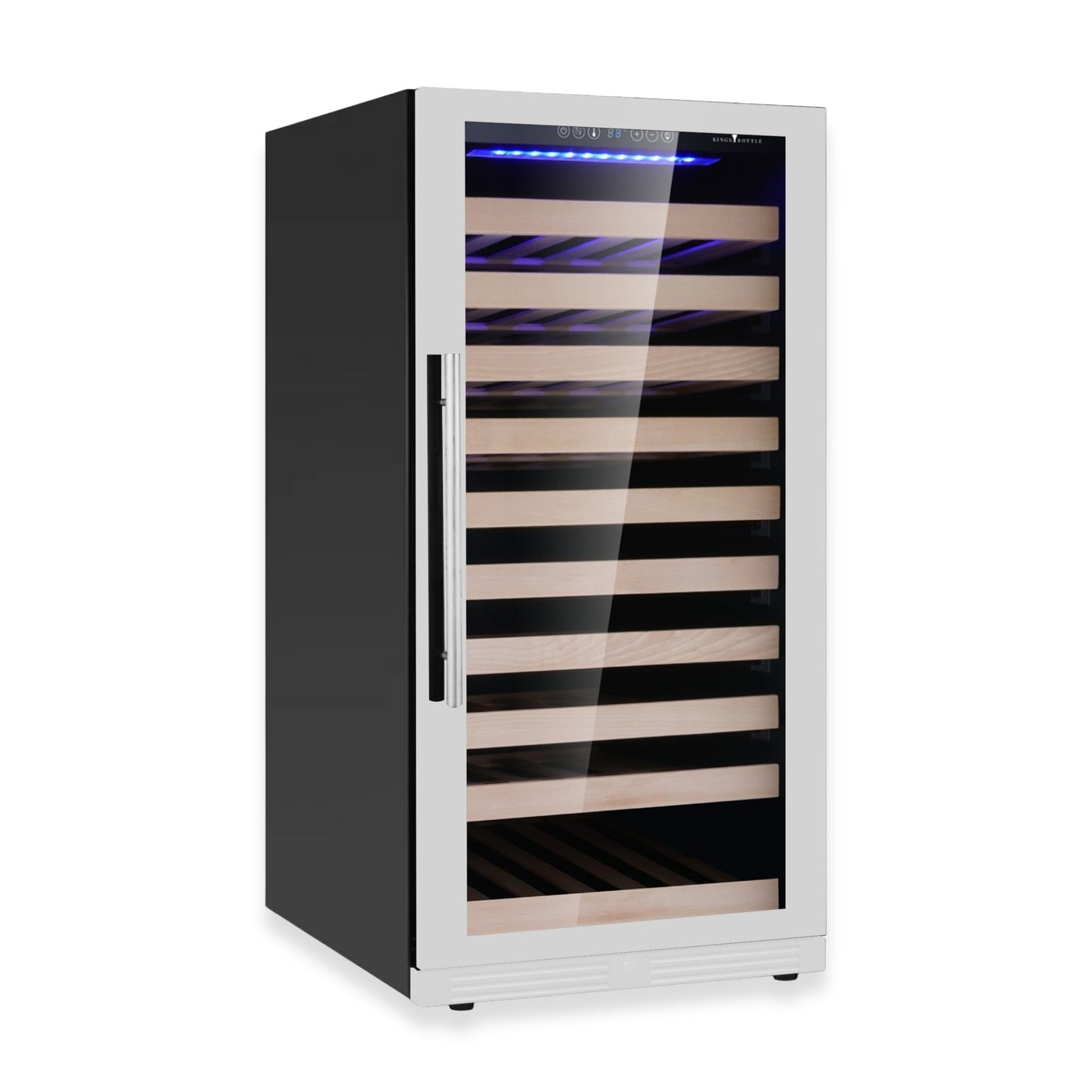 KingsBottle 47-Inch Height Single Zone Wine Cooler with Low-E Glass Door With Stainless Steel Trim Right Hand Hinge
