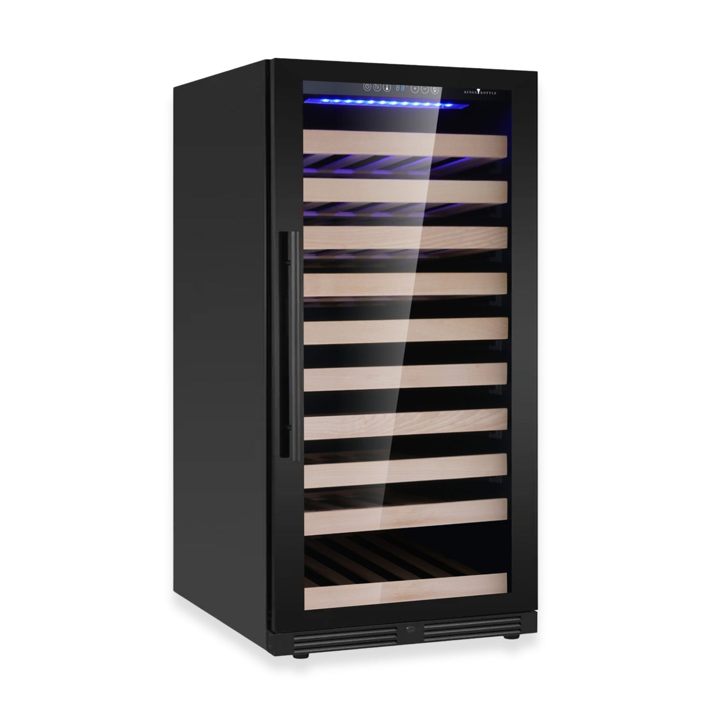 KingsBottle 47-Inch Height Single Zone Wine Cooler with Low-E Glass Door With Stainless Steel Trim Right Hand Hinge