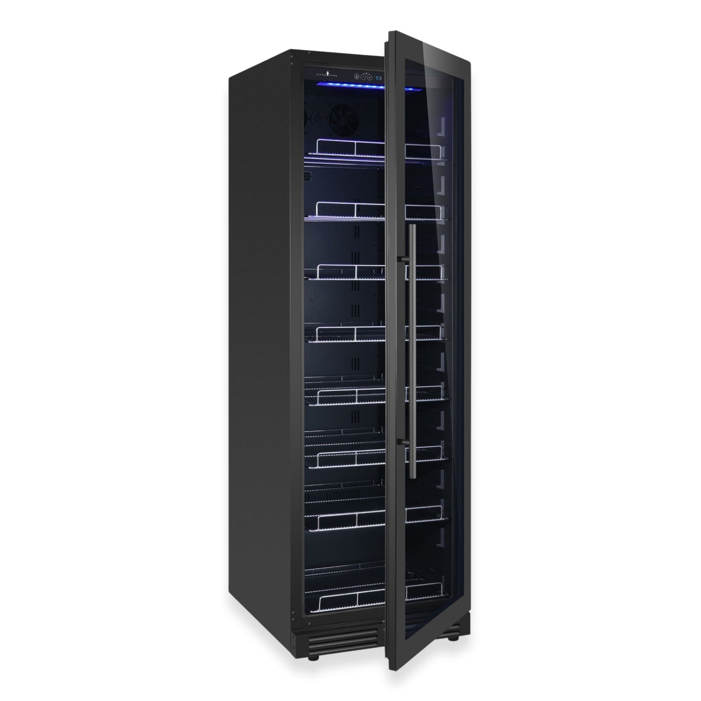 KingsBottle Large Beverage Refrigerator With Low-E Glass Door With Stainless Steel Trim Left Hand Hinge