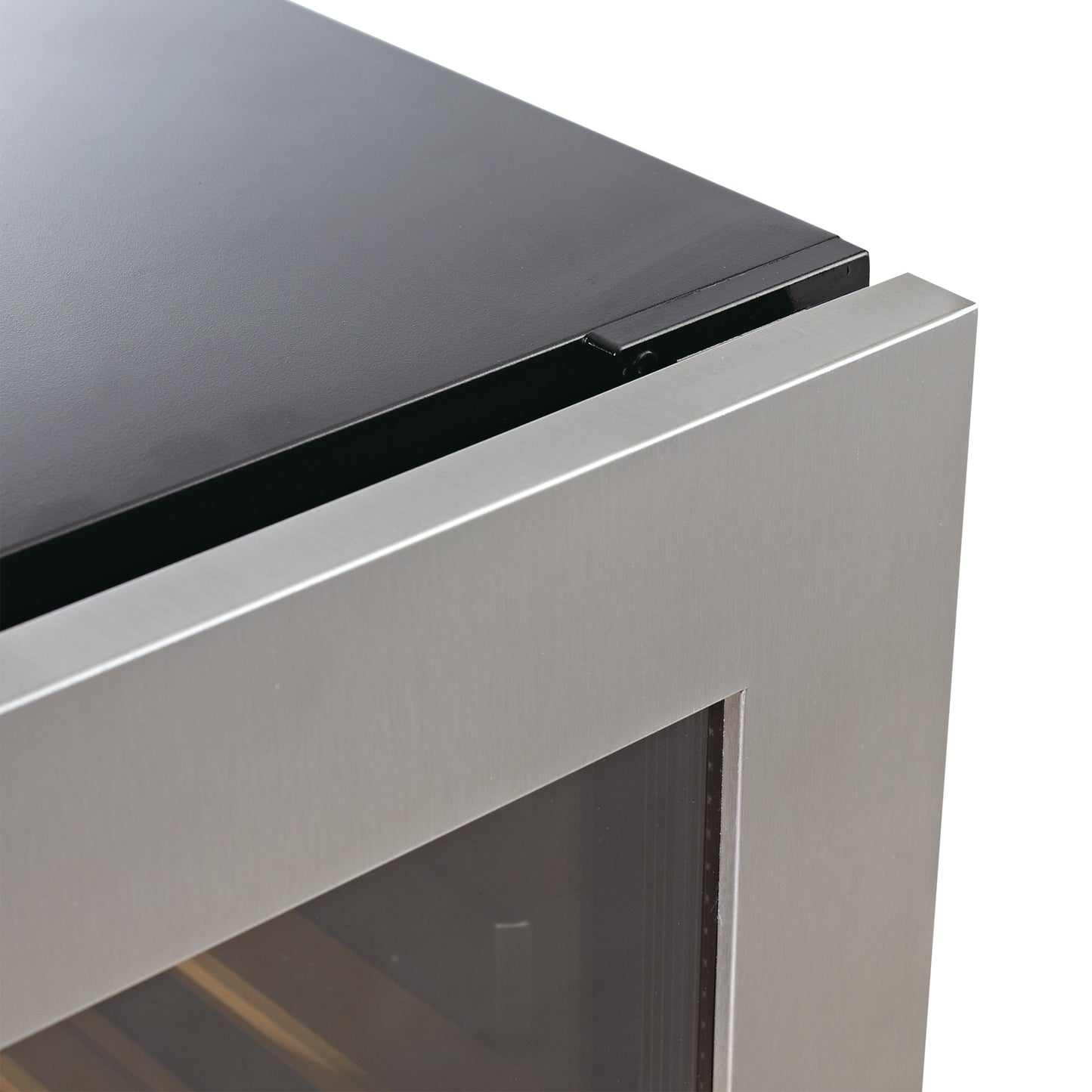 KingsBottle Upright Single Zone Large Wine Cooler With Low-E Glass Door With Stainless Steel Trim Left Hand Hinge